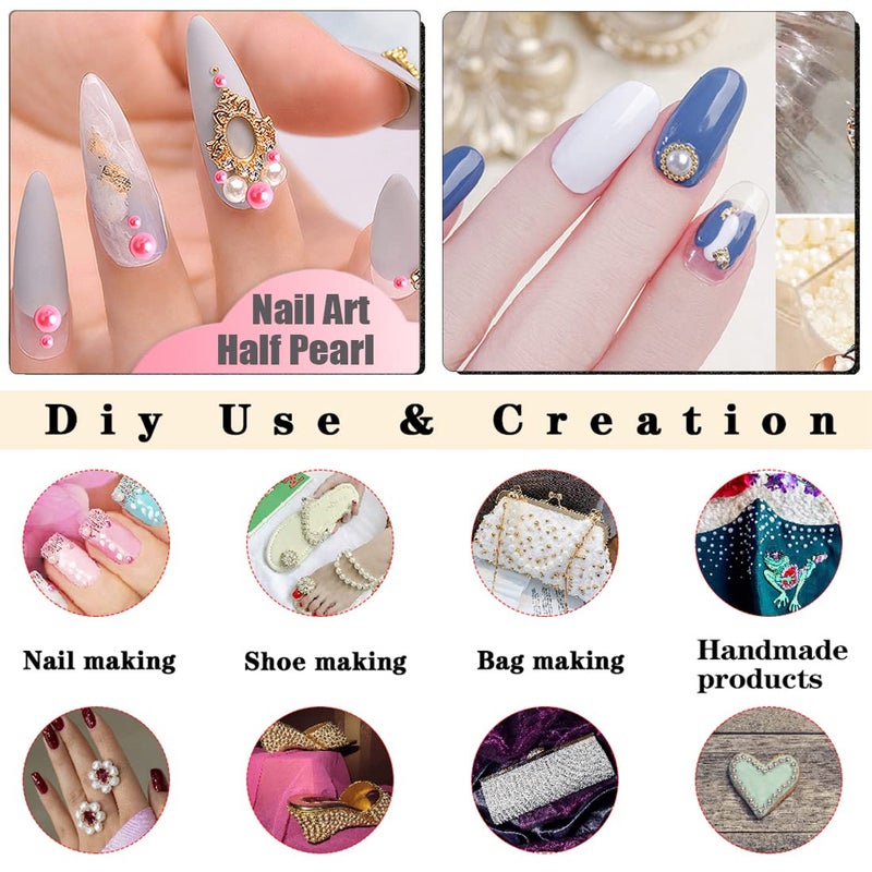 BLAAROOM 5800Pcs Half Pearls for Crafts - Flatback for Artwork Making, DIY Rhinestones Accessory Nail Art, Face Gems Jewels Flat Back Craft for Artist Creative - Light Blue - Image 3